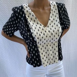Black and white embroidered blouse